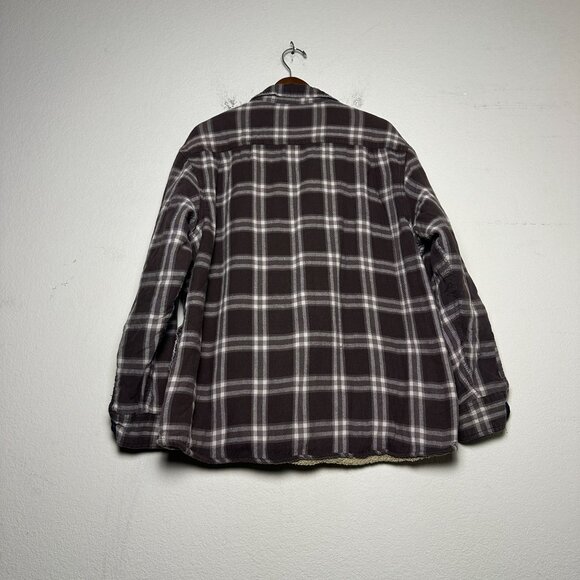 Wrangler Authentics Flannel Jacket Men XL Plaid Sherpa Lining Outerwear Brown - Picture 2 of 9